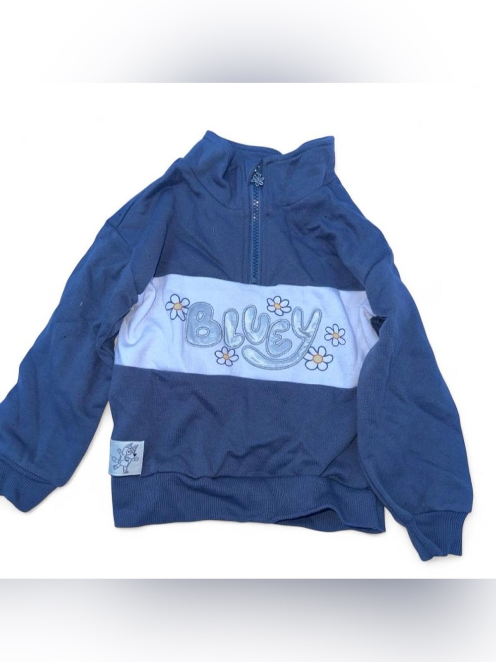 Bluey Girls' Navy & Light Blue Half-Zip Sweatshirt